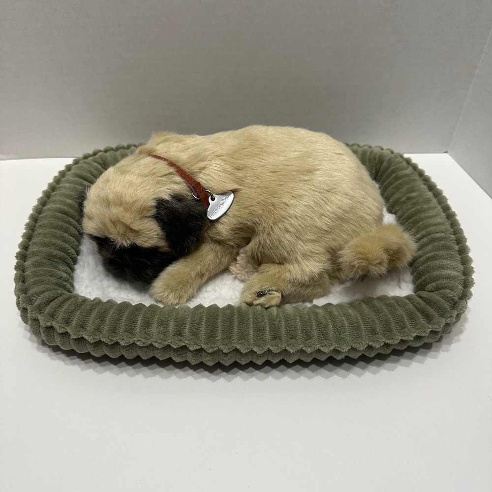 Perfect Petzzz Pug Sleeping Dog Breathing Plush W/ Bed Tested Works